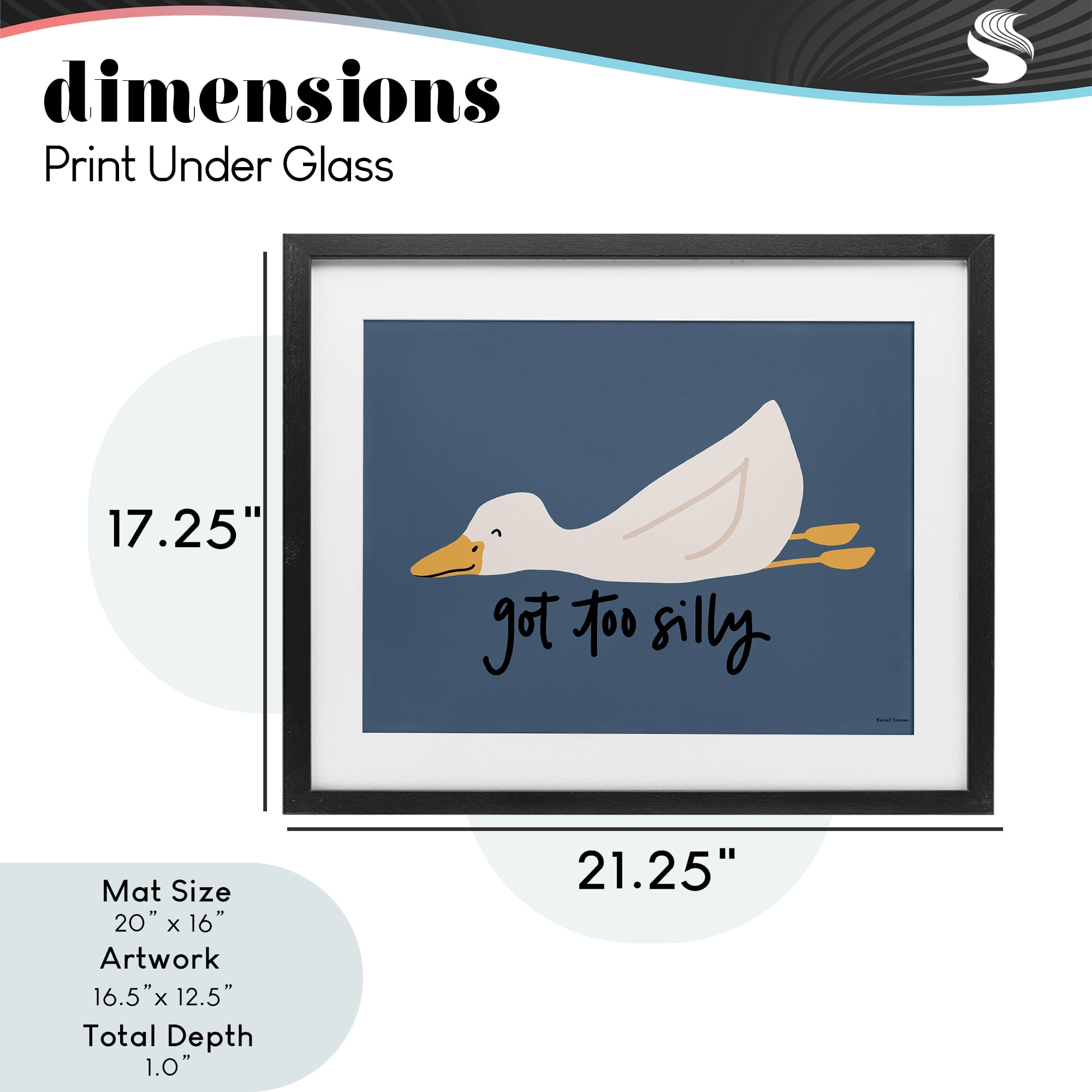 Stupell Industries Got Too Silly Duck Black Framed Print Under Glass, design by Rachel Nieman