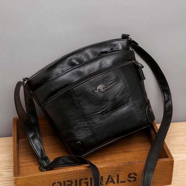 Fiudx 2024 New Leather Bag Soft Leather Messenger Multi Pocket Large Capacity Shoulder Bag