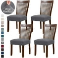 thumbnail image 2 of Dining Chair Seat Cover Stretch Spandex Chair Seat Covers Chair Seat Cushion Slipcovers for Dining Room Kitchen Chairs Removable Chair Seat Covers - Set of 4, Gray, 2 of 8