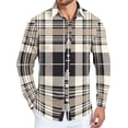 thumbnail image 2 of Dwelliawo Men's Shirt Plaid Flannel Shirt Long Sleeve Button Down Shirts Oversized Vintage Shirts Casual Top with Pocket Khaki XL, 2 of 4
