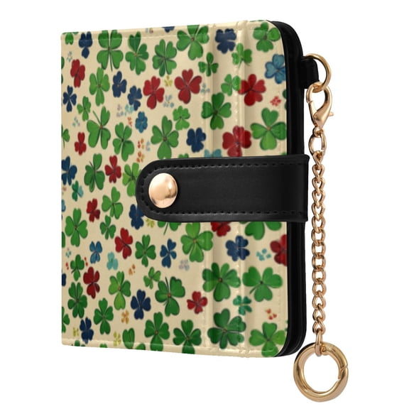 Qxltty Colorful Clover Ladies Wallet Rfid Slim Thin Compact Credit Card Women Wallet Zipper Coin Pocket and ID Window for Female Gifts