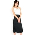 thumbnail image 3 of Women's Satin Midi Skirt With A-Line Silhouette And Elastic Waistband- Black,Small, 3 of 7
