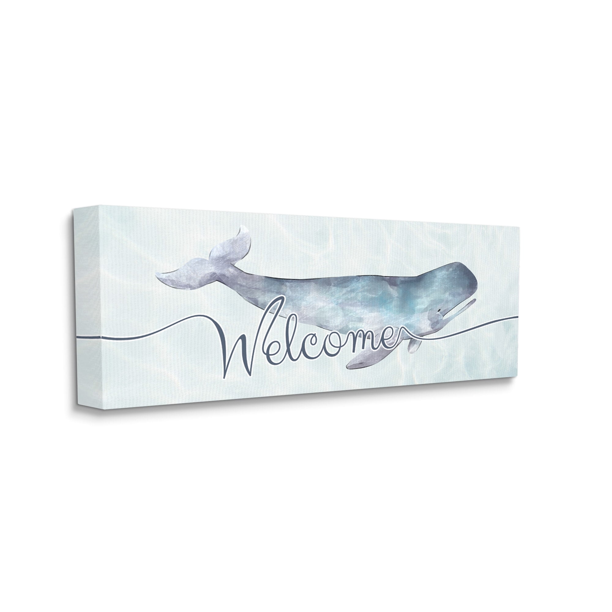 Stupell Industries Welcome Greeting Soft Tranquil Whale Ocean Animal, 30 x 13,Design by Ziwei Li