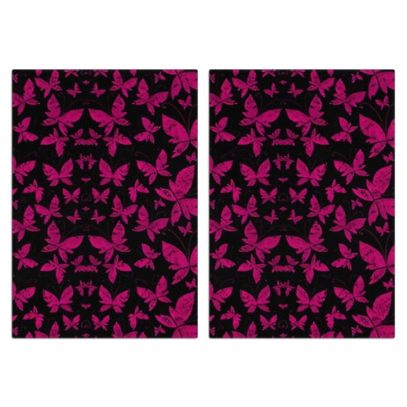 2 Pcs Funny Kitchen Towels,Black Pink Butterfly Pattern Microfiber Dish Towels,Kitchen Tea Towels,Kitchen Towel Set (18" X 26")
