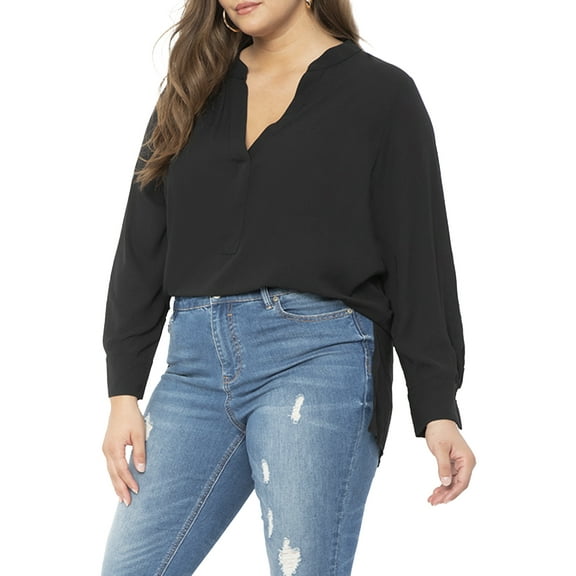 ELOQUII Women's Plus Size Mandarin Collar Tunic