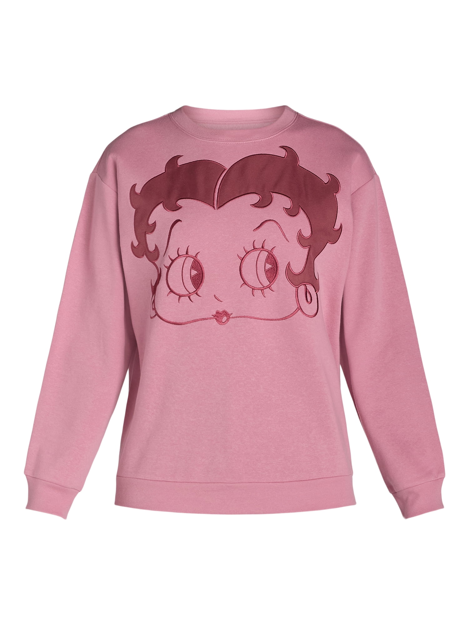 Betty Boop Women’s Embroidered Graphic Sweatshirt, Sizes XXS-XXL