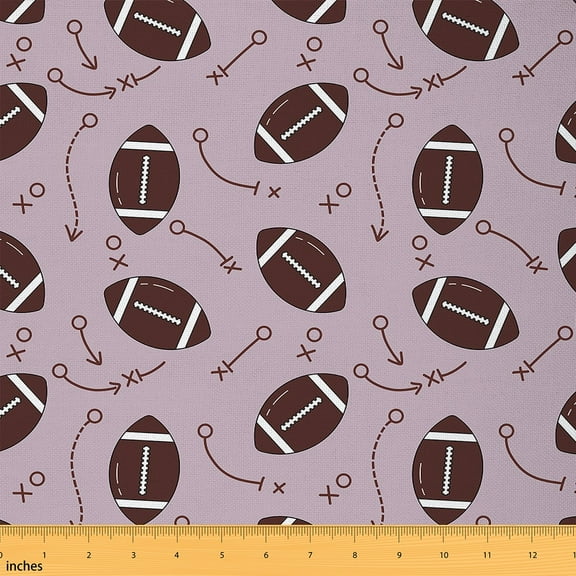 Feelyou Teen Cartoon Ball Fabric by the Yard 1 Yard, Rugby Football Home Decor Fabric by the Yard, Sports Lover Sewing Fabric, Breathable Home Decor