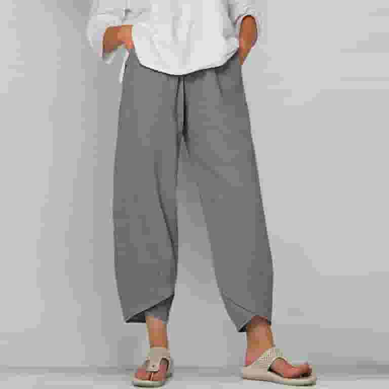 Gray Harem Slit Flare Wide Leg Straight Leg Basic Long Bootcut Leg