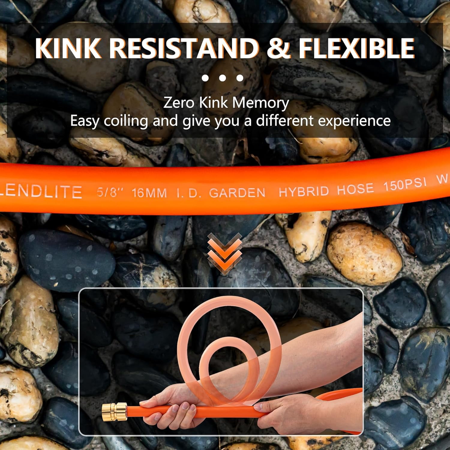 Garden Hose 25ft x 5/8", Custom Length, -40°F to 150°F, All-weather, NO Kink, Flexible, 600 Burst PSI, Leakproof Water Hose with Additional Customizable Solid GHT Fittings