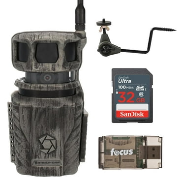 Stealth Cam Revolver 40MP Pro 360-Degree Cellular Trail Camera with 1/4-Inch Threaded Mount Bundle with Economy Trail Camera Holder, 32GB Ultra SDHC Memory Card, and SD USB 2.0 Card Reader (4 Items)