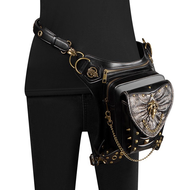 Gothic Steampunk Chain Crossbody Waist Bag Vintage Punk  display picture 1