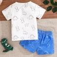 thumbnail image 5 of TOWED22 Toddler Kids Baby Boy Summer Clothes 2 Pieces Dinosaur Print Crewneck T-Shirt Elastic Waist Shorts Outfits(Blue,9-12 M), 5 of 9