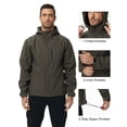 thumbnail image 4 of Men's Hooded Softshell Jacket Water-resistant Insulated Windbreaker Winter Warm Fleece Lined Rain Shell Jacket Army Green 2XL, 4 of 8