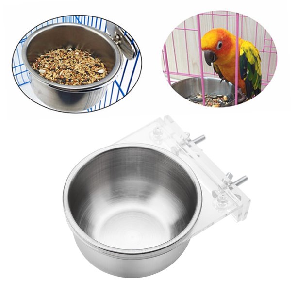 FAGINEY Parrot Feeder Kit Set, Stainless Steel Bird Cage Food Water