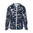 thumbnail image 2 of Uemuo Cherry Blossoms on Navy Background Pattern Women's Full Zip UPF 50+ Sun Protection Hoodie Jacket Long Sleeve Sun Shirt Hiking Outdoor Performance with Pockets-, 2 of 9