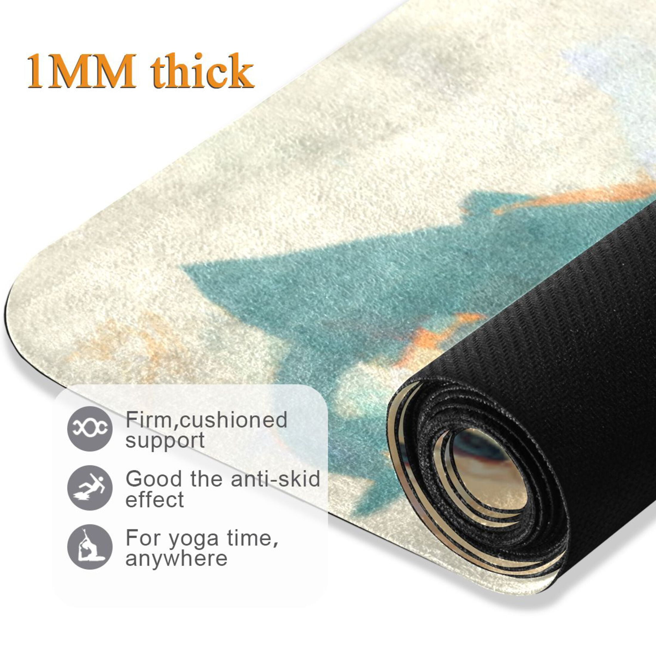 BZSMCE Yoga Mat Women Fitness Mat Ginger Kitten & Sphere Pattern