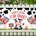 thumbnail image 4 of Cute Cow Birthday Banner for Kid's First Birthday Party Animal Theme Backdrop For Photoshoot, 4 of 8