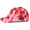 thumbnail image 4 of Bibifish Womens Red & Pink Tie-Dye Baseball Cap Curved-Brim Soft Fabric Lightweight Casual Vacation Streetwear Outdoor Sun Protection Cap, 4 of 5