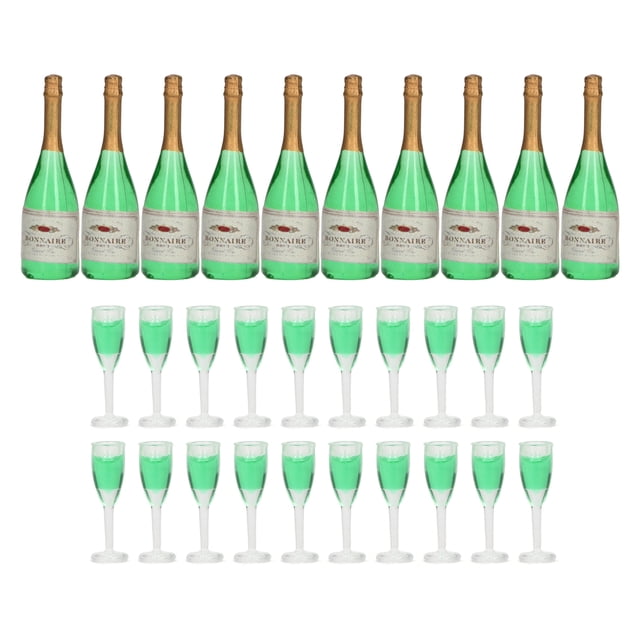 Juego de champán para casa de muñecas, 10 juegos de botellas de vino en miniatura de champán para casa de muñecas, mini accesorios para casa de muñecas, muy recomendado