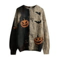 thumbnail image 6 of Kopltyrfg Halloween Sweater Men Stitched Print Patchwork Vintage Pullover Spooky Pumpkin Face Funny Sweatshirt Casual Holiday Costumes Black S, 6 of 6