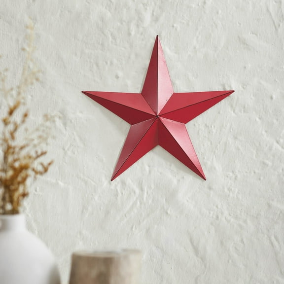 VHC Brands Patriotic Metal Star Distressed 12x12, Independence Day Decor, Decorative Wall Hanging, Rustic Farmhouse Decorations, Barn Red, Black