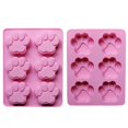thumbnail image 1 of Set of Two Dog Paw Print Silicone Mold for Homemade Dog Treats Paw for Baking Chocolate Candy, Oven Microwave Freezer Safe (Pink Dog Paw Print (2 Pack)), 1 of 4