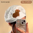 thumbnail image 5 of Gorro de pelo seco de capibara, toalla de secado rápido de lana Coral, turbante para cabeza de capibara súper absorbente, envolturas suaves para el cabello de animales bonitos para mujeres, 5 of 5