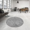 thumbnail image 4 of Ahgly Tapis Rond Lavable en Machine Intérieur Transitionnel Gris Platine, 7 Pieds Rond, 4 of 7