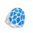 thumbnail image 4 of CHOOSE YOUR COLOR Blue Simulated Opal Modern Shapes Ring .925 Sterling Silver Band CZ Female Size 7, 4 of 4