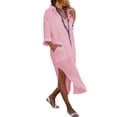 thumbnail image 4 of LilyLLL S-4XL Womens Vacation Baggy Kaftan Sundress Long Sleeve Cover Up Maxi Dress, 4 of 6