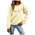 thumbnail image 1 of Amzcrzy Chandails pour Femmes Mode Imprimé Sourire Col Rond Chandail Décontracté Manches Longues pour Femmes Automne chandail Ample, 1 of 4
