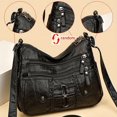 thumbnail image 1 of LHSHID Vintage chic rivet accent soft PU leather crossbody shoulder bag-spacious multi-zipper messenger bag with adjustable strap, perfect for women on-the-go-stylish, durable, and easy to clean, 1 of 1