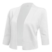 FOLUNSI Womens 3/4 Sleeve 80% Viscose Cropped Cardigan Sweater, Size S