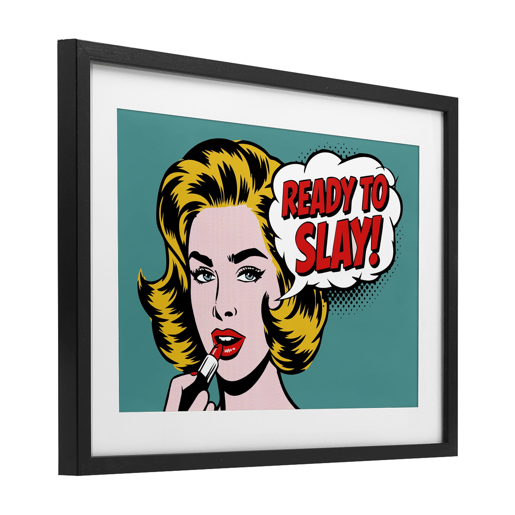 Stupell Industries Ready To Slay Pop Lipstick Black Framed Print Under Glass, design by Andreas Magnusson