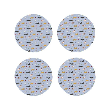 

Tideii Dogs Are Running for Leather Coasters 4 Pieces Anti-fouling and Anti-scalding Decorative Coasters Suitable for Restaurants Kitchens Coffee Shops-Round Shape
