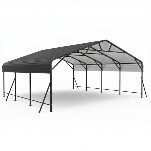20x20x9 FT Heavy Duty Metal Carport, Oversized Metal Garage with Galvanized Steel Roof & Powder-Coated Frame, Large Carports for Car, Boat, Tractor, Truck & Outdoor Storage
