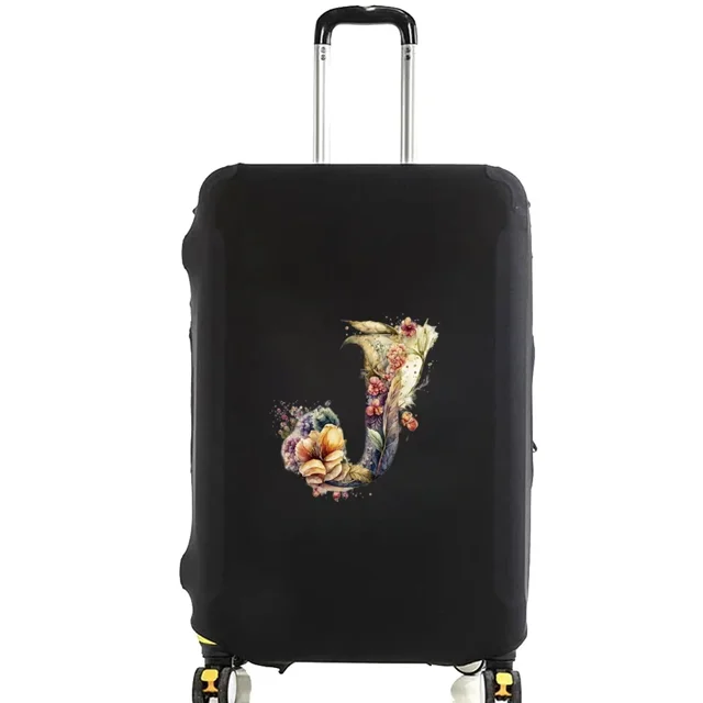 Housses de Valise Housse de Protection Valise de Voyage Anti-Rayures Housse Anti-Poussière Réutilisable Housse Anti-Poussière Lavable Motif Imprimé Floral Lettre 8floral Lettre J L