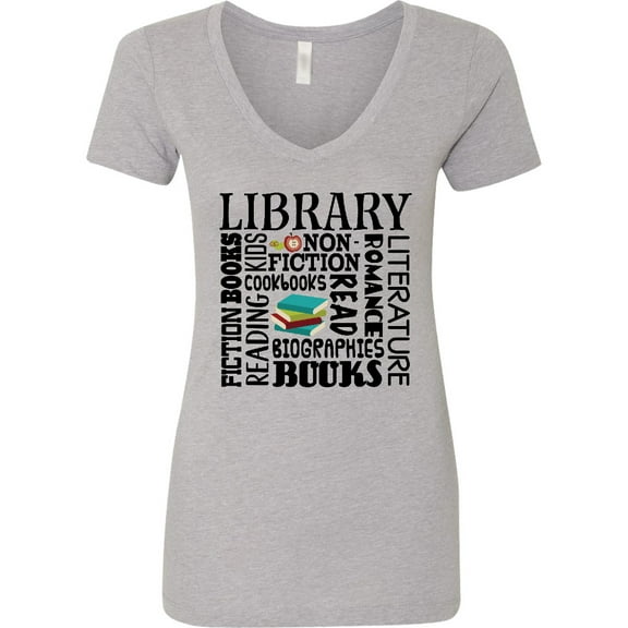 Inktastic Library Books Reading Librarian Women's V-Neck T-Shirt