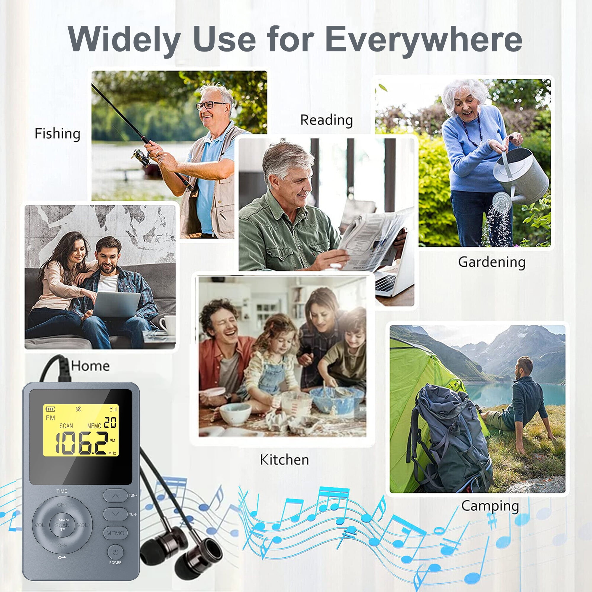 AM FM Radio Portable, EEEkit Digital Mini Radio with Rechargeable Battery LCD Display for Walking