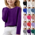 thumbnail image 2 of KAUOD Teen Girls Knit Sweater Soft Warm Lined Pullover Sweater Kids Plain Crew Neck Long Sleeve Ribbed Knit Tops Clothes, 2 of 7