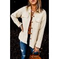 thumbnail image 4 of Women's Beige Pocketed Button Ribbed Textured Shacket, 4 of 29