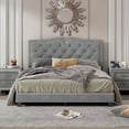thumbnail image 2 of Duxelifin Upholstered Platform Bed,Queen Size Velvet Fabric Wooden Bed Frame with Rivet Design & Tufted Headboard, Easy Assembly (Gray), 2 of 6