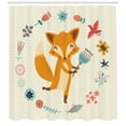thumbnail image 3 of Ambesonne Cartoon Shower Curtain, Animal with Floral, 69"Wx84"L, Almond Green Eggshell, 3 of 3