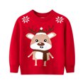 thumbnail image 3 of DHFJKG Toddler Boys Girls Christmas Sweater Cartoon Reindeer Warm Knitted Sweater Long Sleeve Crewneck Knitwear Comfort Tops, 3 of 9