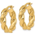 thumbnail image 2 of 14K Yellow Gold Precious, Trendy 21 Mm 20 Polished And Textured Twisted 5.00Mm X 20Mm Round Tube Hoop Earrings, 2 of 3