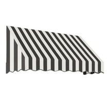 Awntech 6.38 Ft San Francisco Closed-Sided Fixed Awning Canopy (76.5in x 31in x 24in), Black/White Stripe