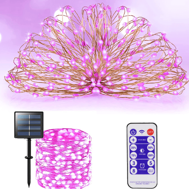 Dinheiro Guirnaldas de luces solares - 300 luces LED de PVC de 105 pies con control remoto de 8 modos para patio y jardín