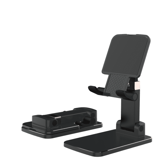 Adjustable Phone & Tablet Stand for Desk, Heavy Duty Foldable Device Holder with Stable Base, Anti-Slip Design, Black
