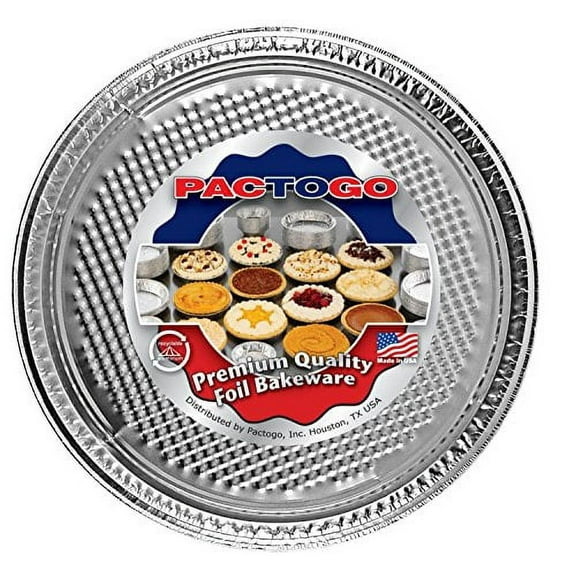 Pactogo 12" Round Aluminum Foil Pizza Pan - Disposable Waffle Bottom Baking Sheets Made in USA (Pack of 50)