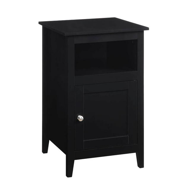 Pemberly Row Armoire de Rangement en Bois Transitionnelle avec Étagère Noire